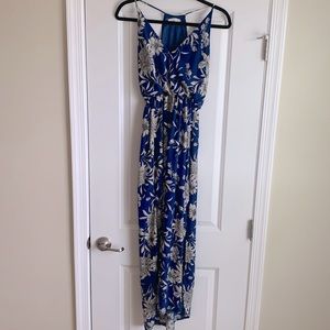 Lush Racerback Blue Floral Maxi Dress